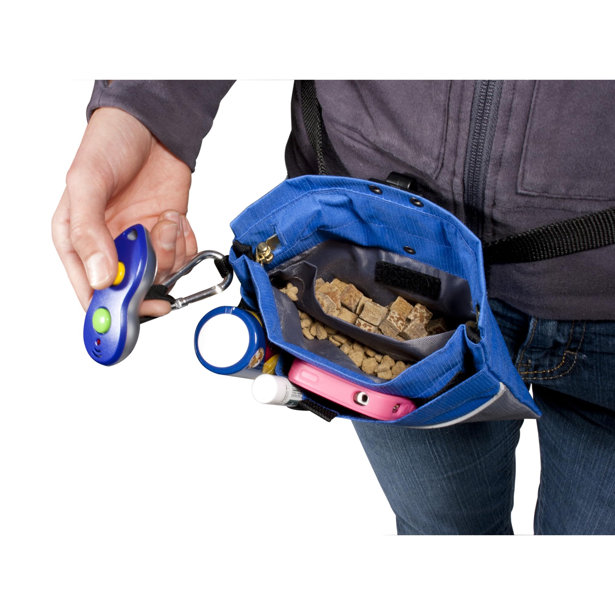 Pochette PetSafe Mini Friandises en mode mains libres pour entraînement.