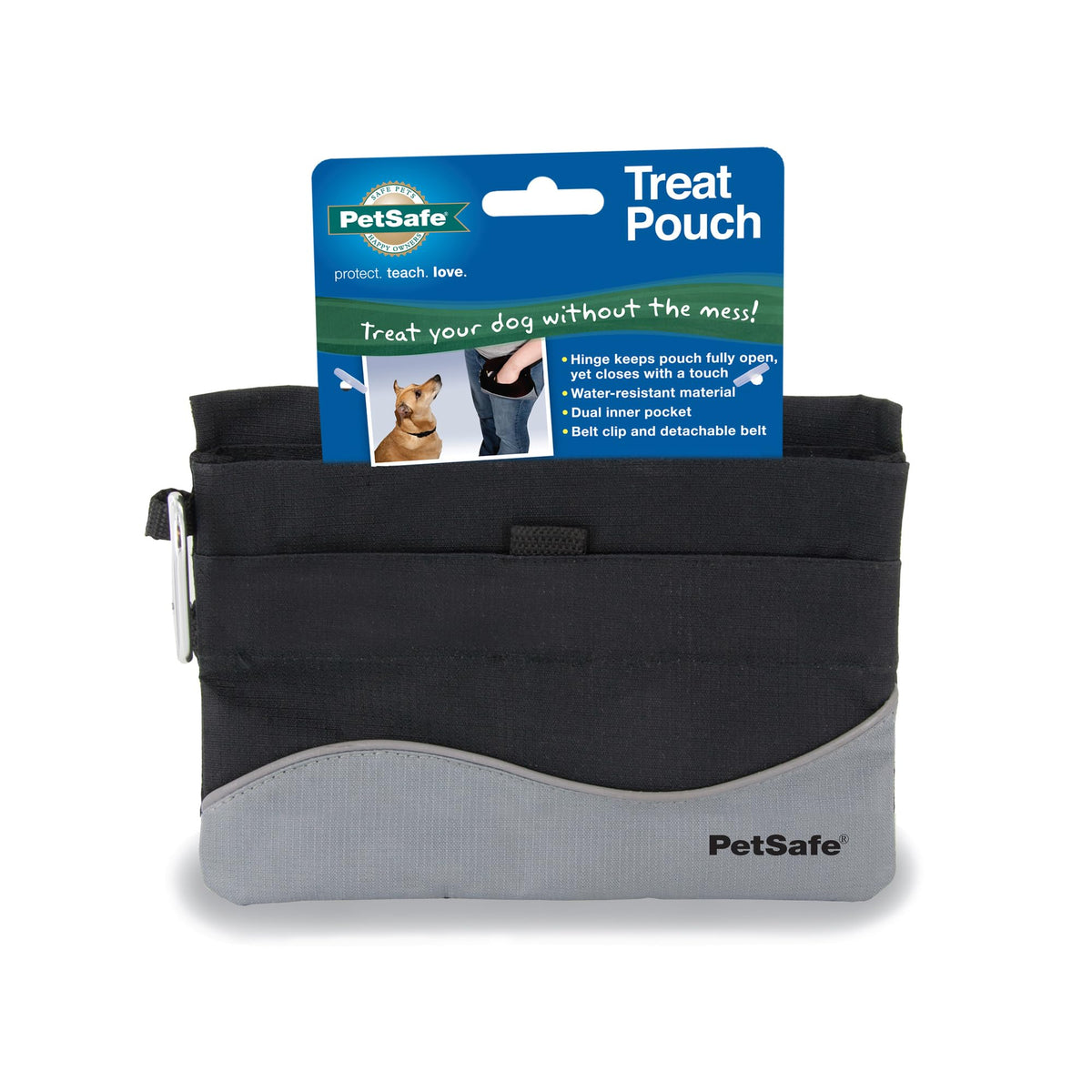 Pochette PetSafe Mini Friandises ouverte pour accès rapide.