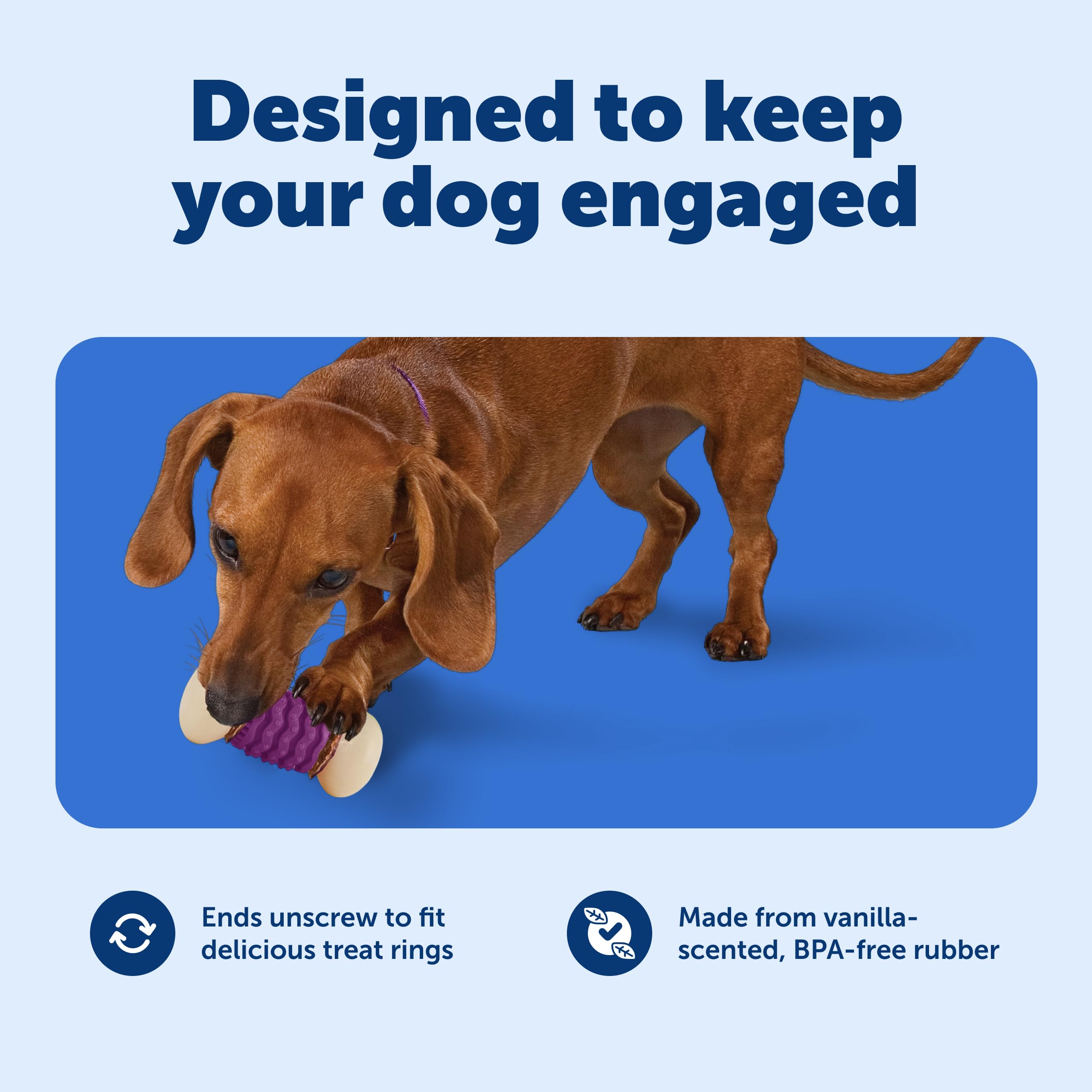 PetSafe Nobbly Nubbly anneaux de friandises intégrés pour rallonger le jeu.