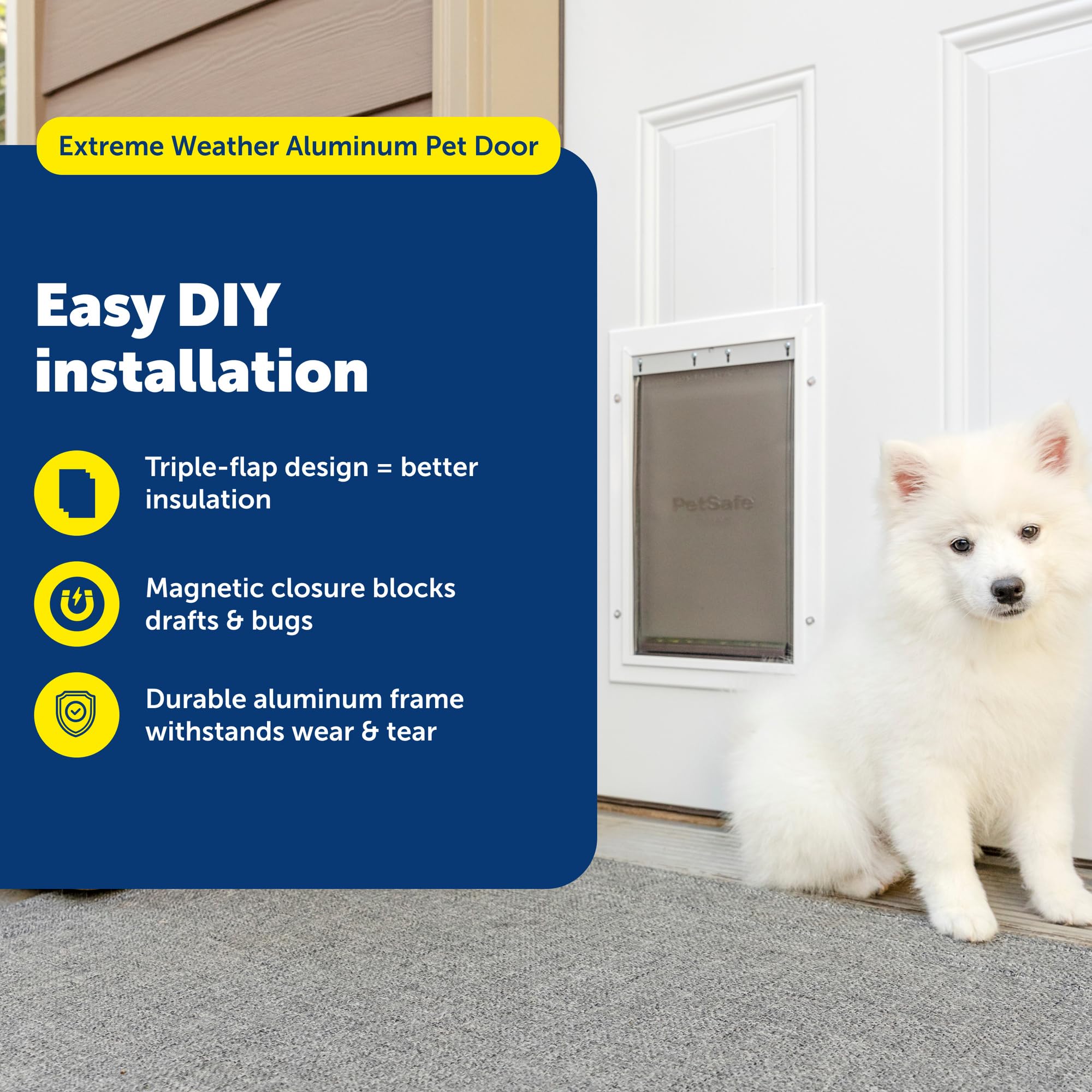 Porte PetSafe Extreme Weather: barrière thermique triple pour meilleure isolation.