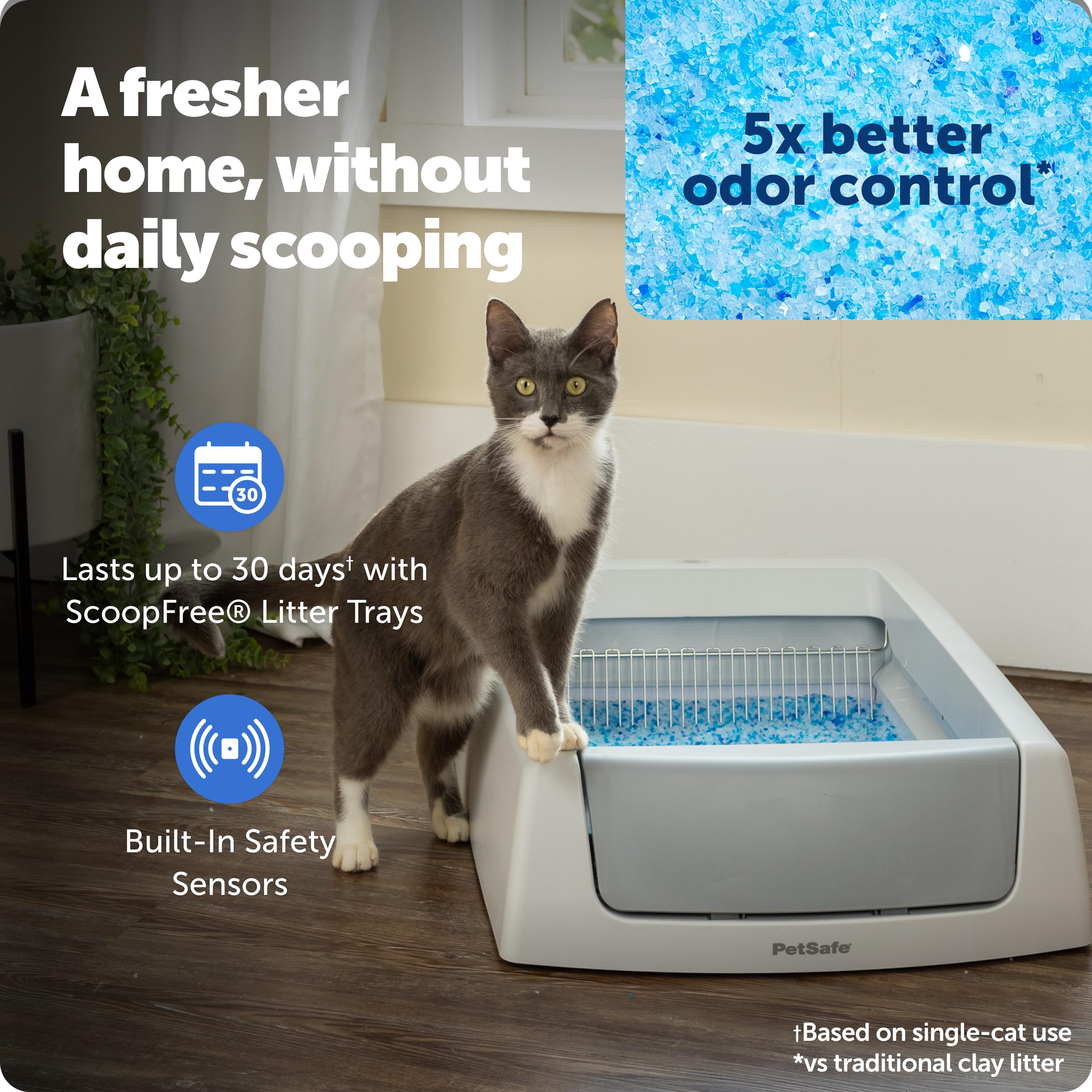 PetSafe ScoopFree Crystal Classic: plateau jetable facilitant le nettoyage sans contact