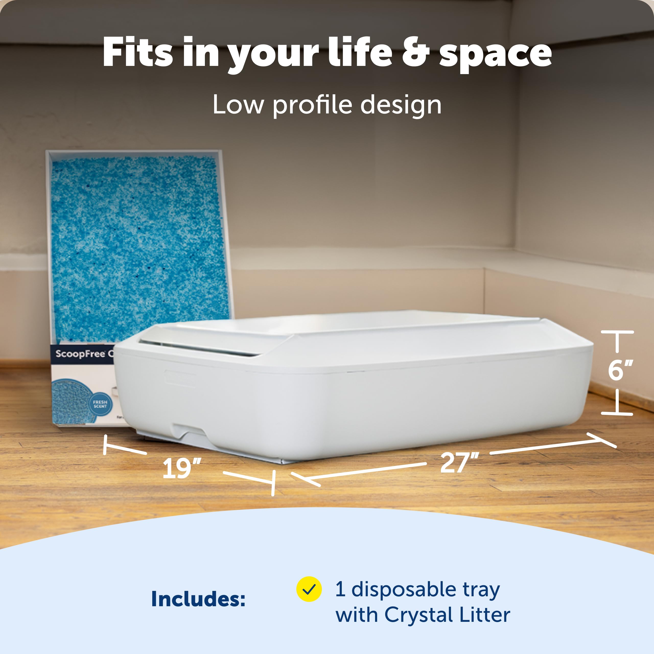 Intérieur de la litière ScoopFree Crystal Plus avec finition lisse