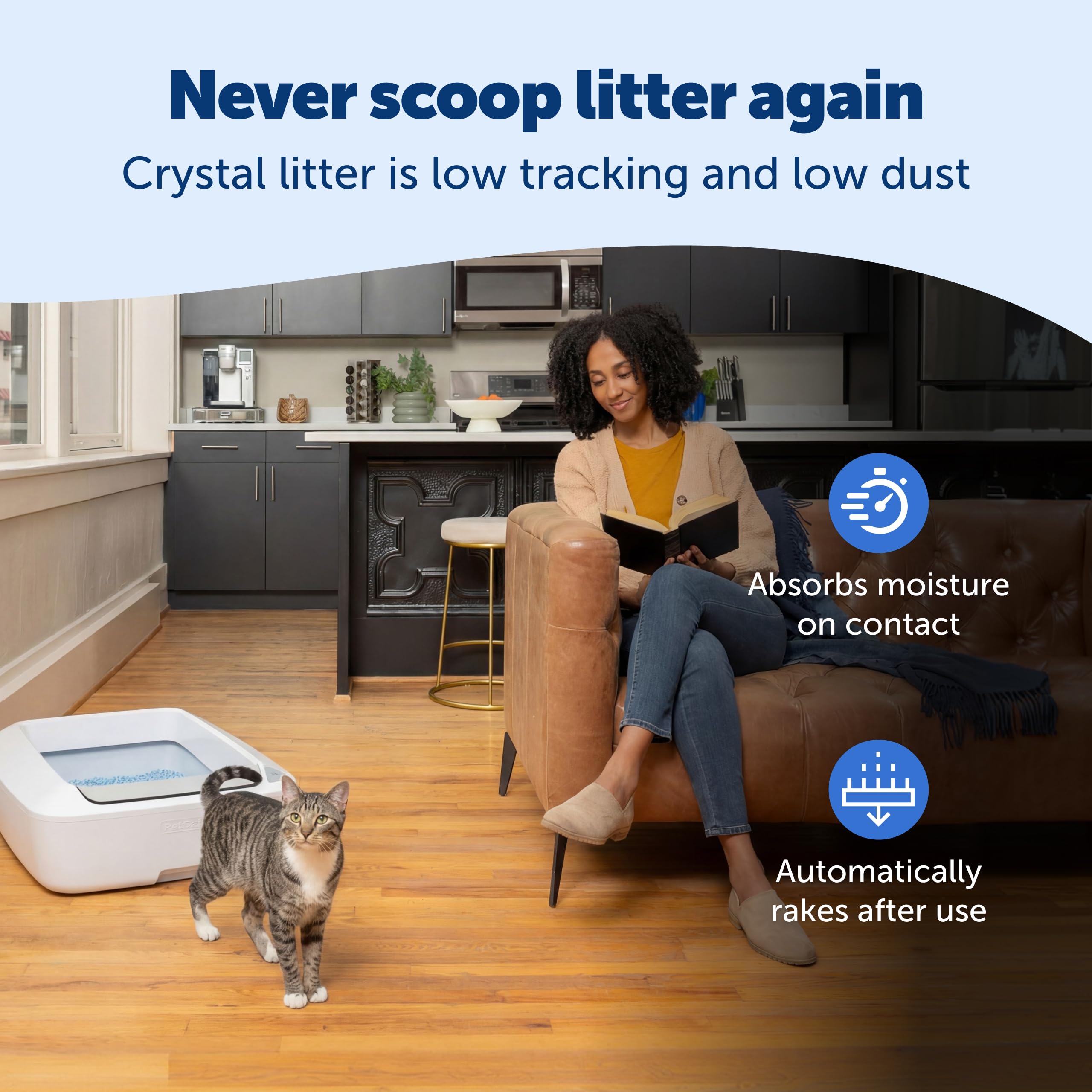 Lumière indiquant le remplacement du plateau dans le ScoopFree Crystal Plus
