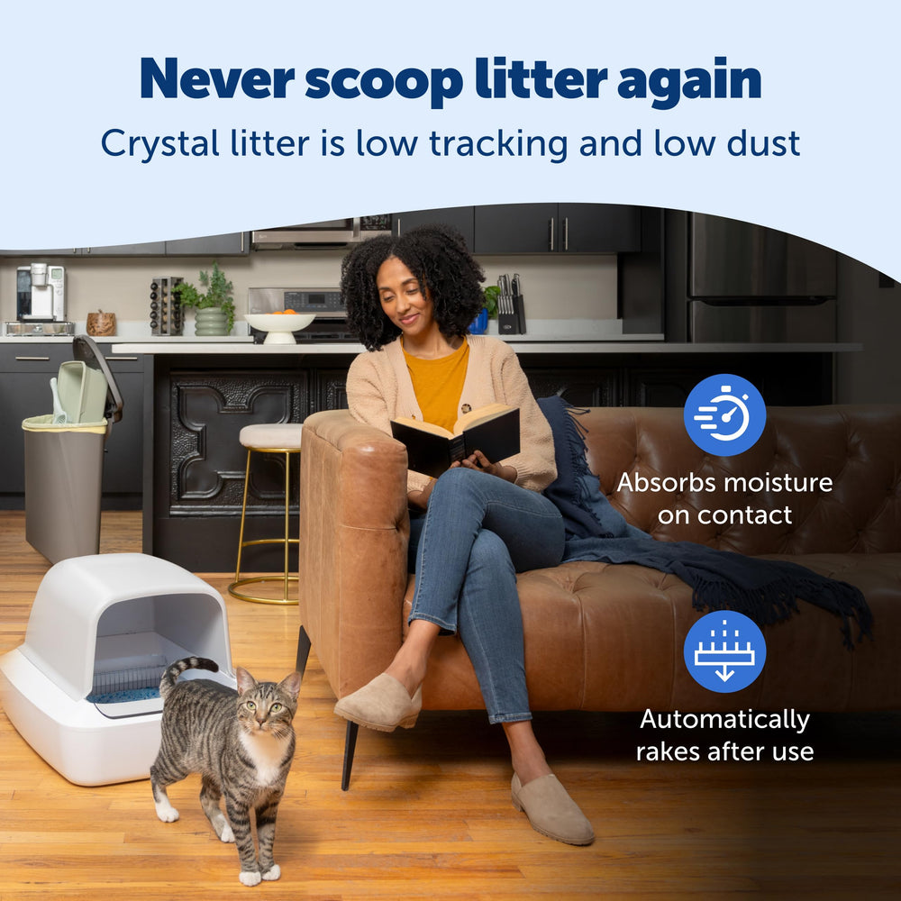 PetSafe ScoopFree Crystal Pro — lumiere-avertisseur: indique quand remplacer le plateau.