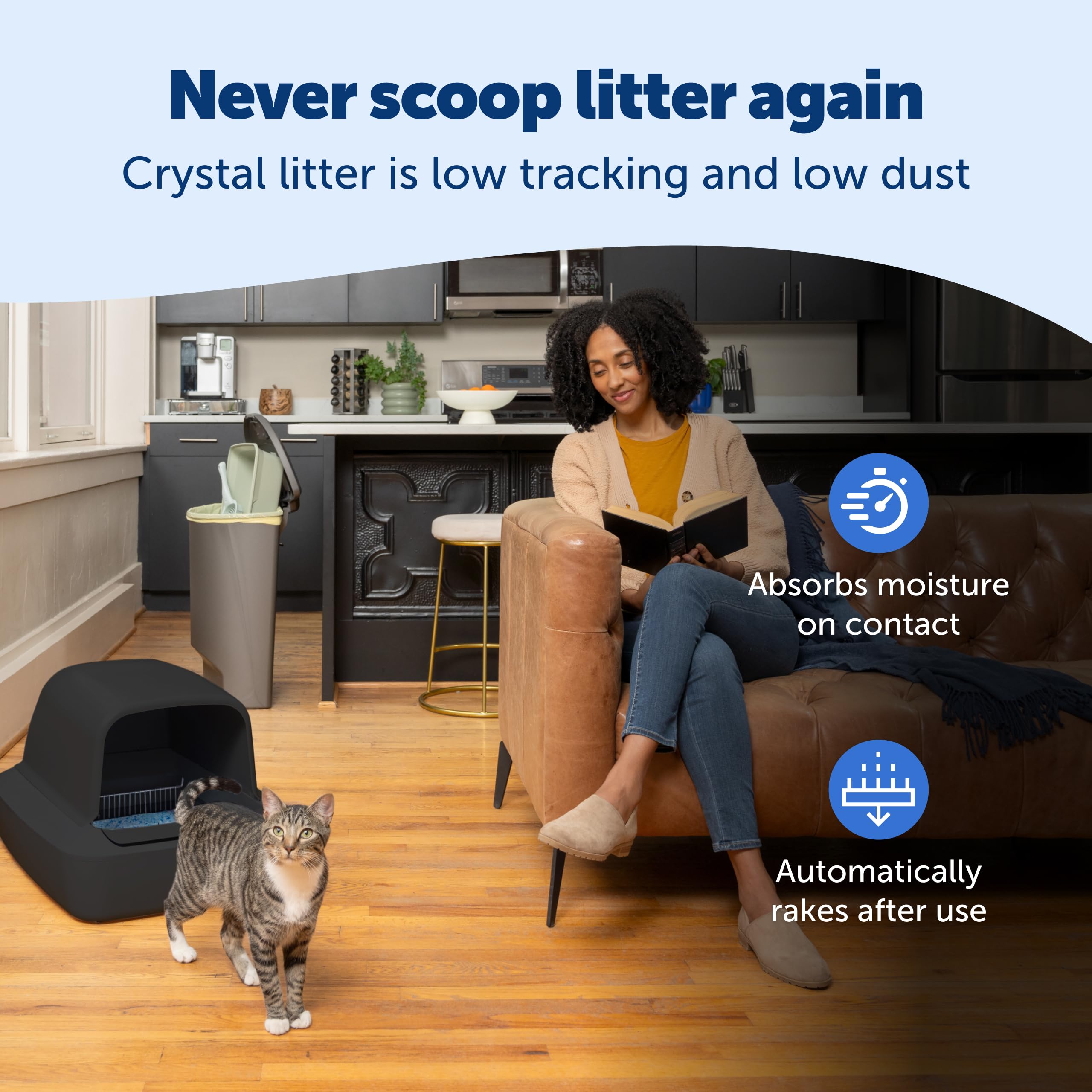PetSafe ScoopFree Crystal Pro, lumière de remplacement indique quand changer le plateau.