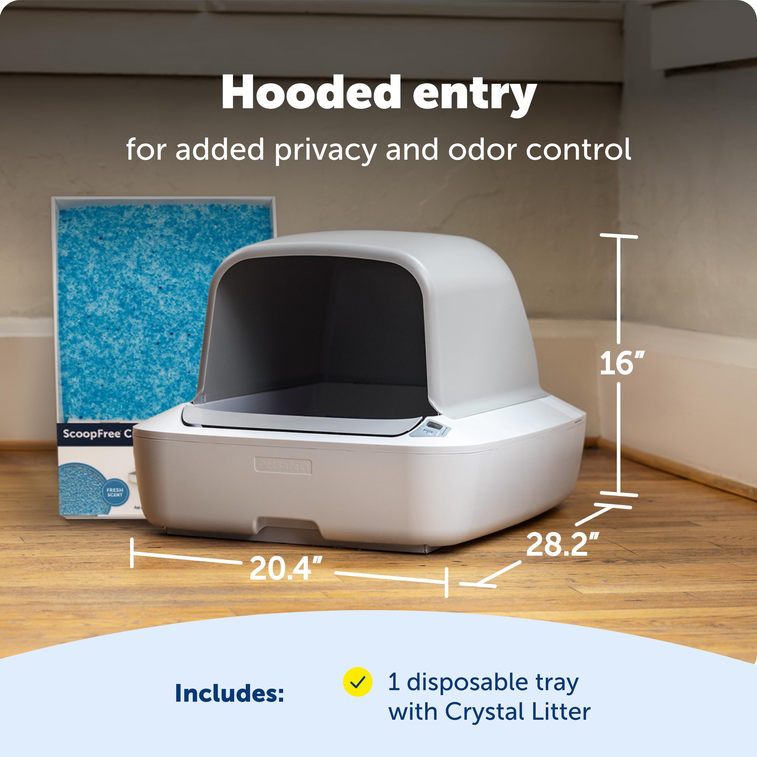 PetSafe ScoopFree Crystal Pro — rateau-amovible: élimination simple des déchets sans toucher.