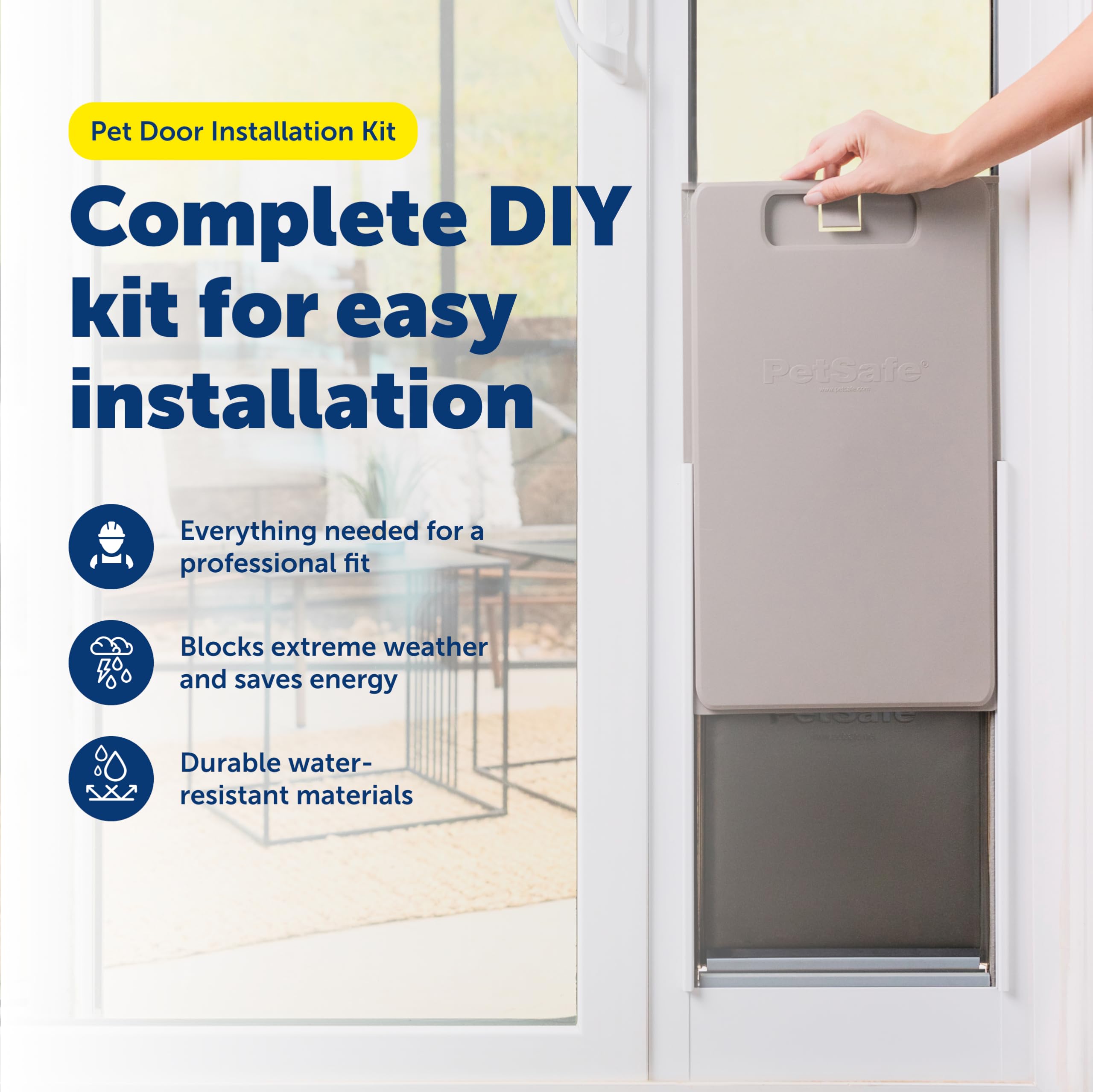 PetSafe silicone transparent, scellage efficace autour du cadre de porte.