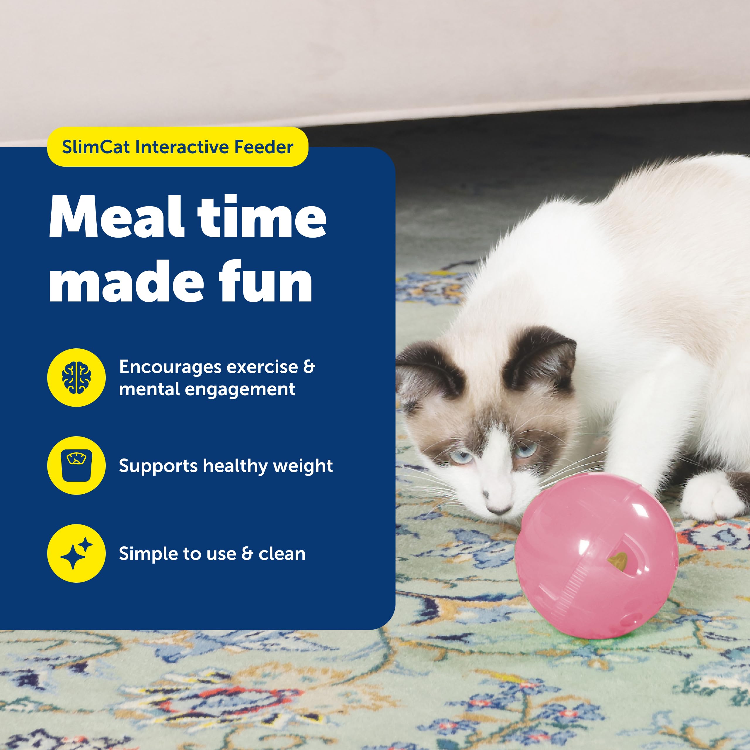 PetSafe SlimCat ouvertures reglables, ajuste le debit pour des repas plus lents.