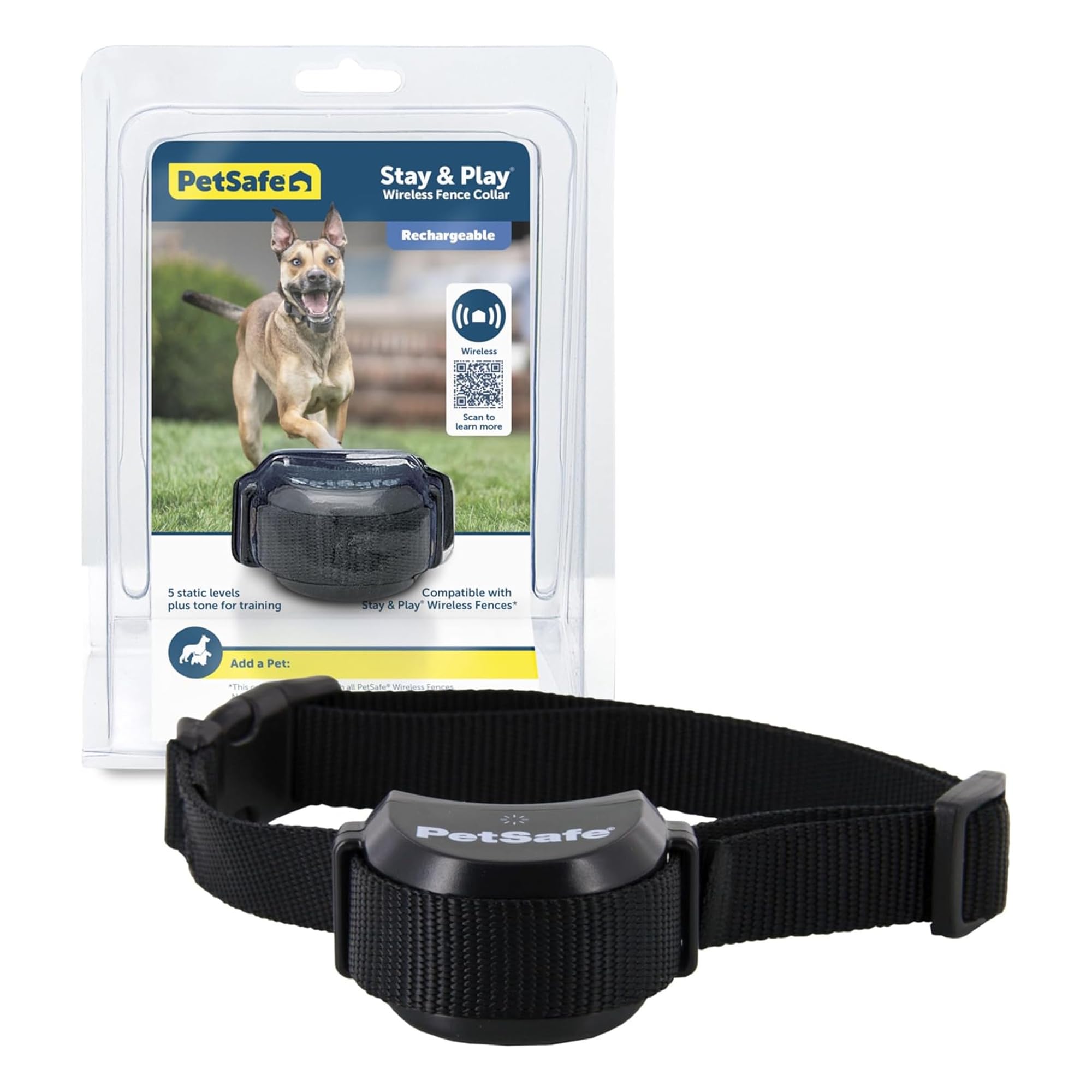 Collier récepteur PetSafe Stay & Play sans fil prêt pour l'extérieur.