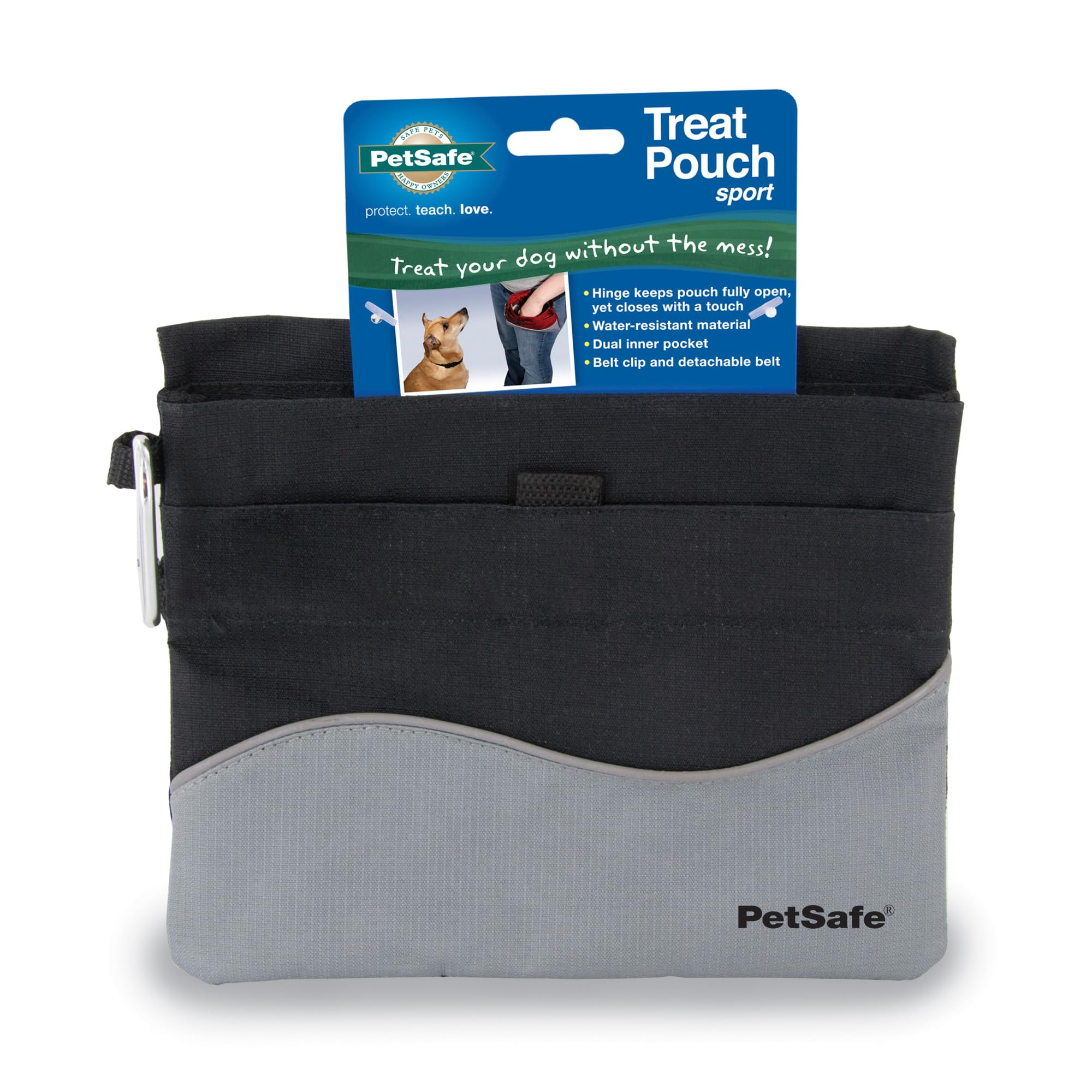 Pochette PetSafe Treat Pouch Sport avec ouverture charnière pour friandises.