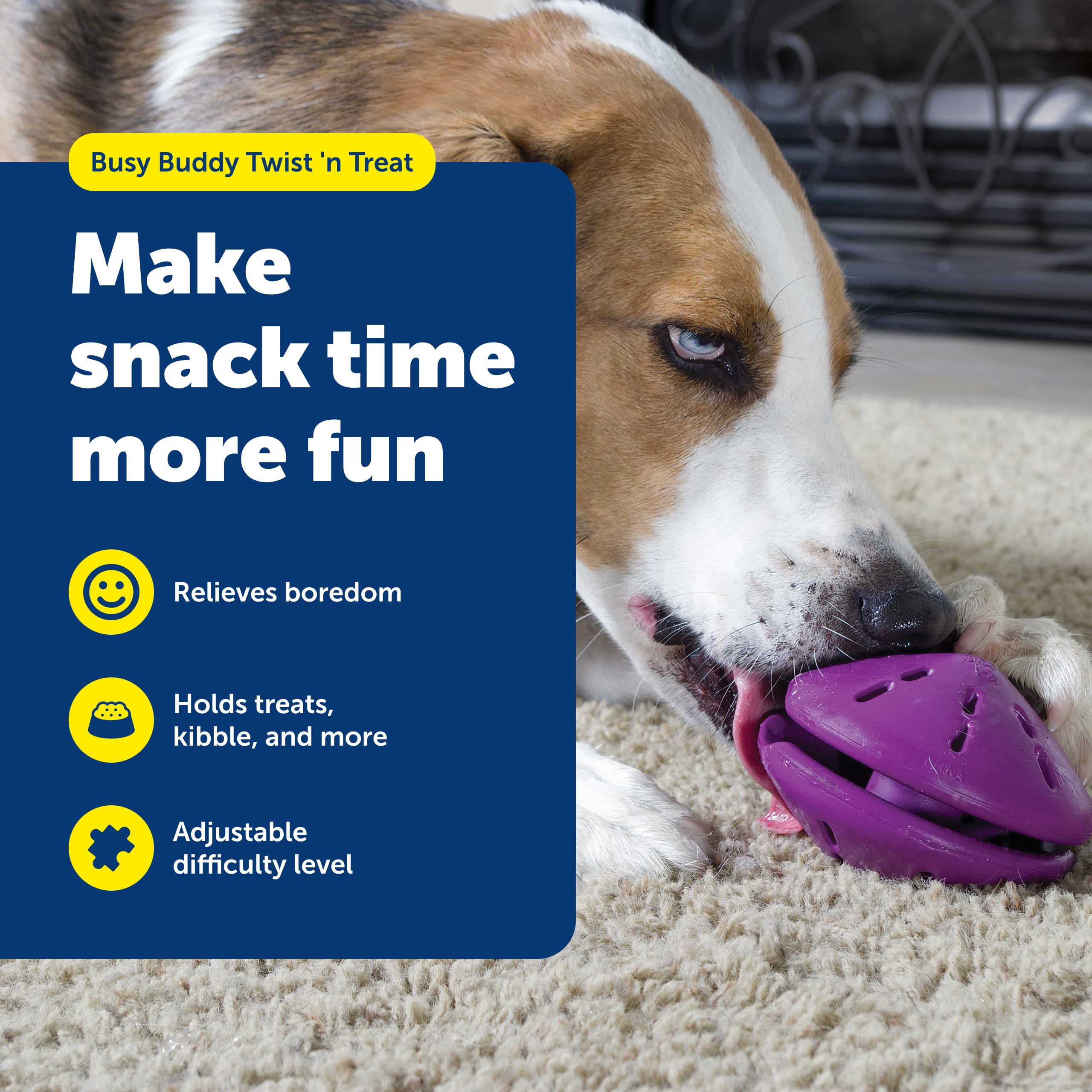 PetSafe Twist'n Treat avec enrichment interactif, idéal pour encourager le jeu chez les chiens.