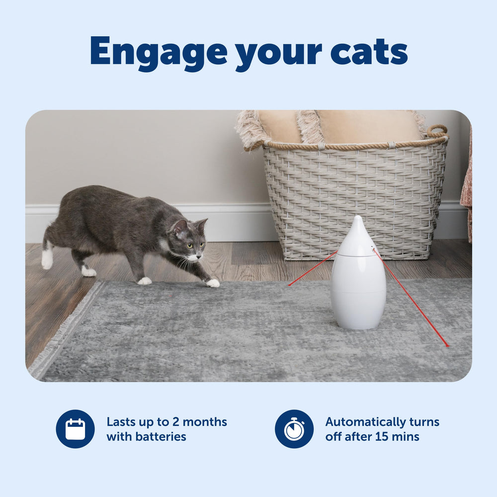 PetSafe Zoom, faisceaux rouges en mouvement et arrêt automatique après 15 minutes.