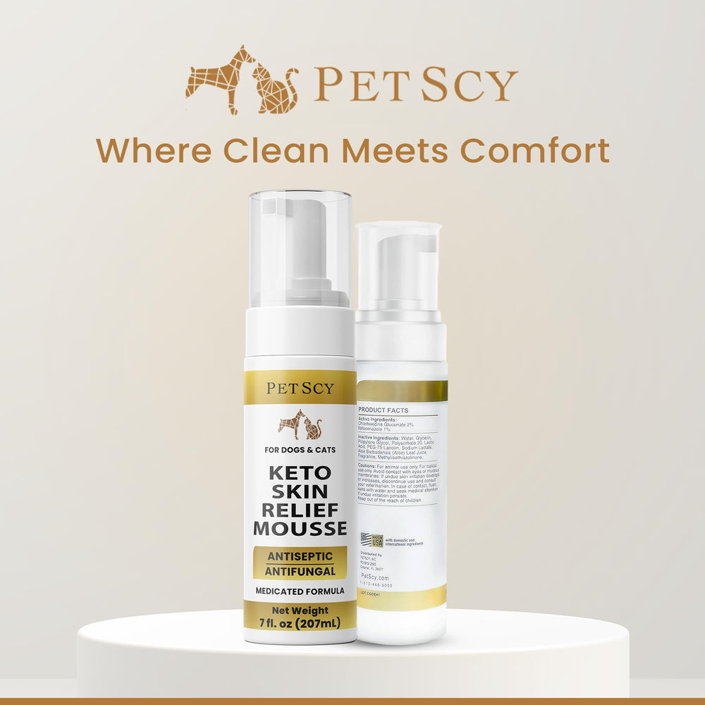Aloé vera et glycérine apaisent la peau avec Petscy Keto Skin Relief Mousse