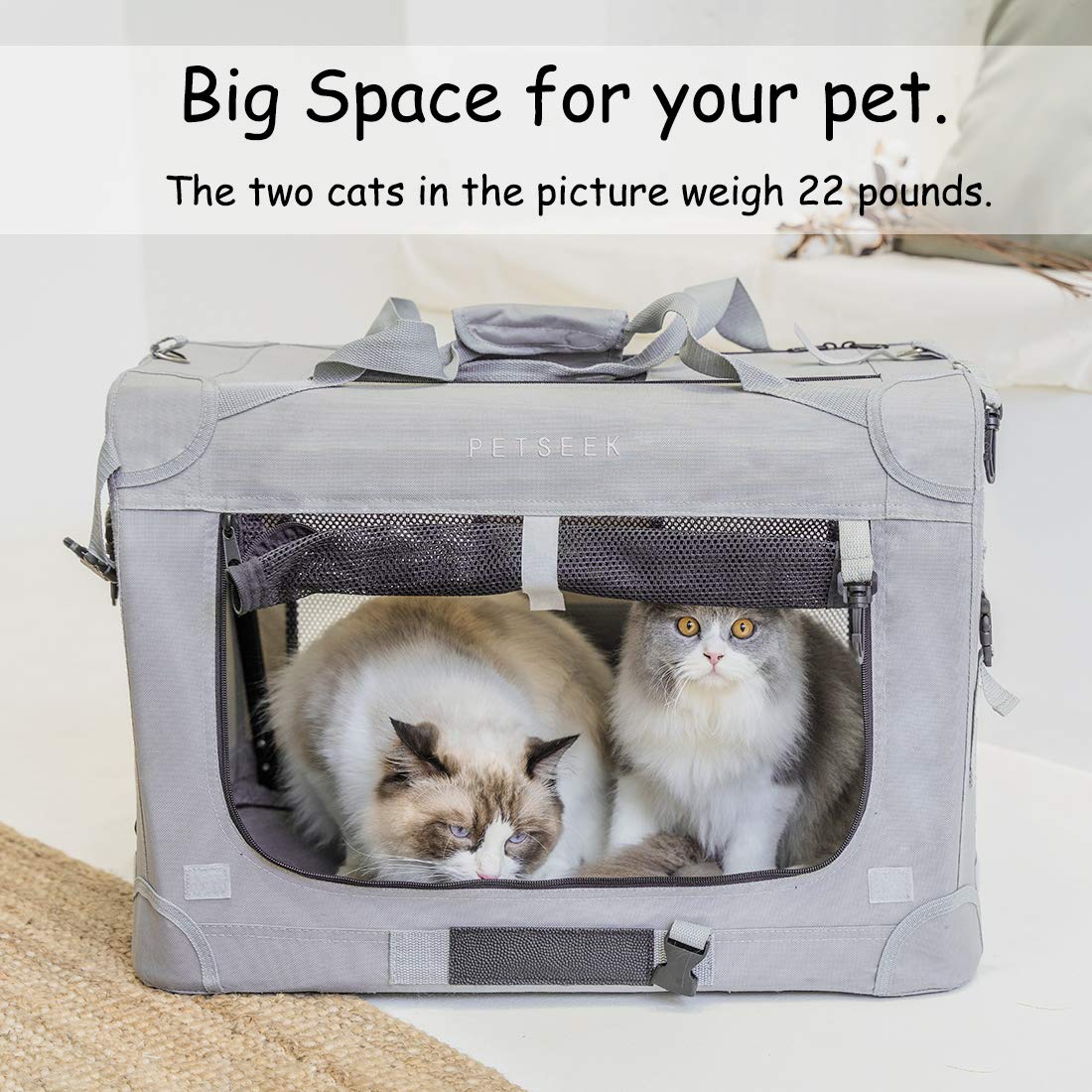 Petseek transporteur Extralarge fermetures zippées sécurisées évitant les évasions