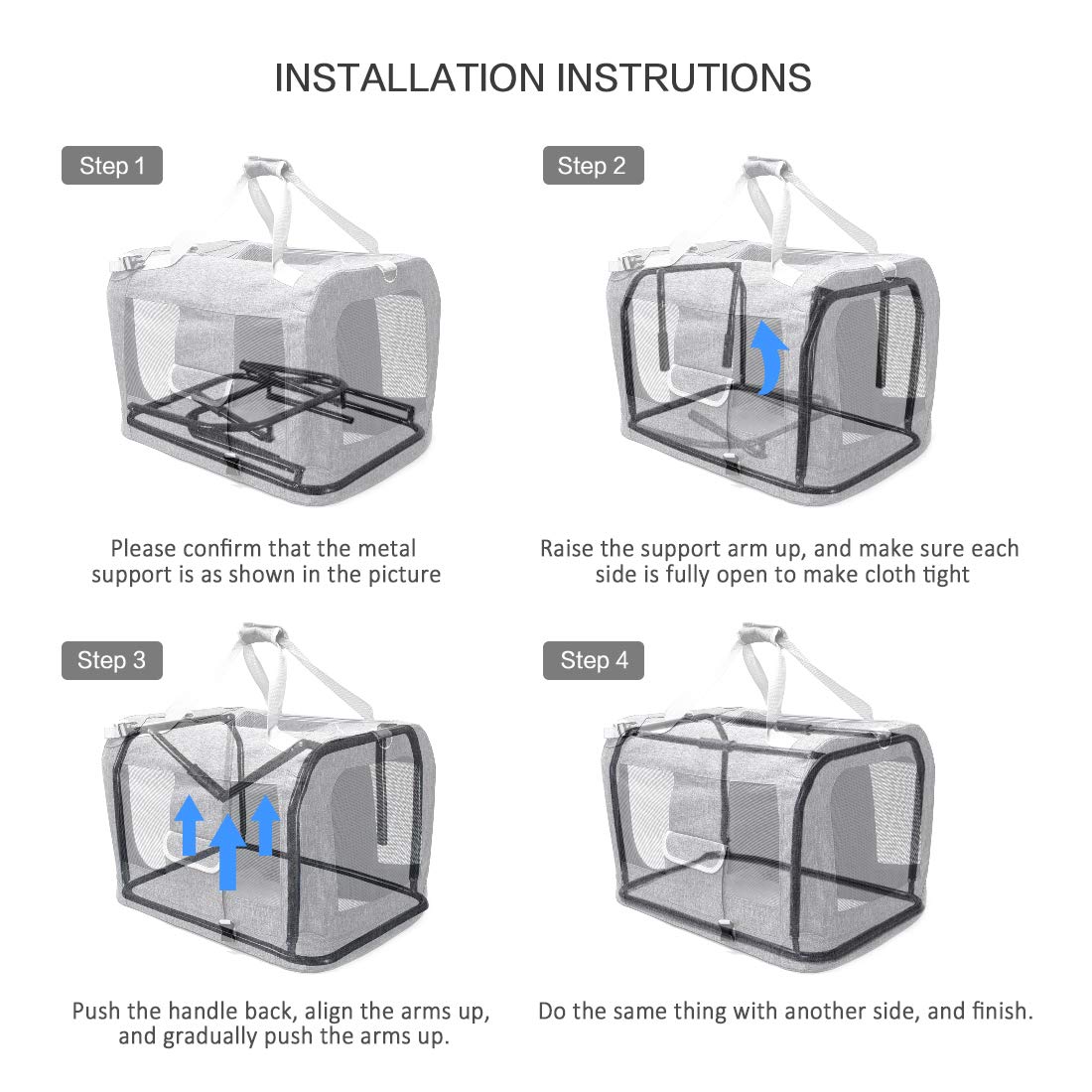 Petseek transporteur Extralarge panneaux mailles ventilés pour meilleure ventilation
