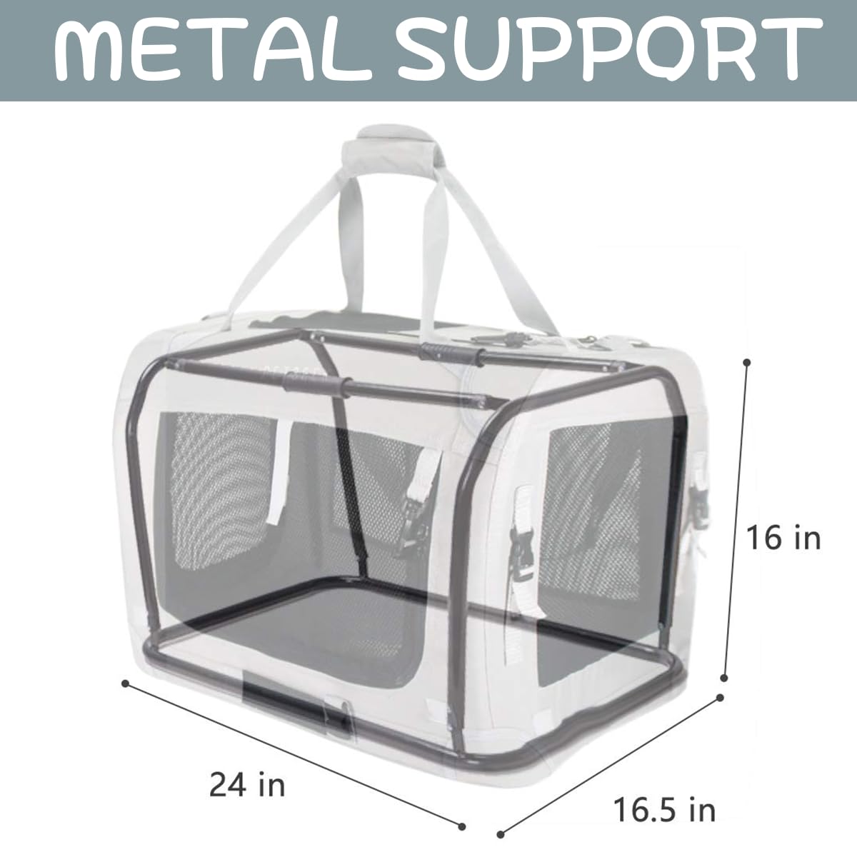 Petseek transporteur Extralarge avec structure métallique interne pour stabilité