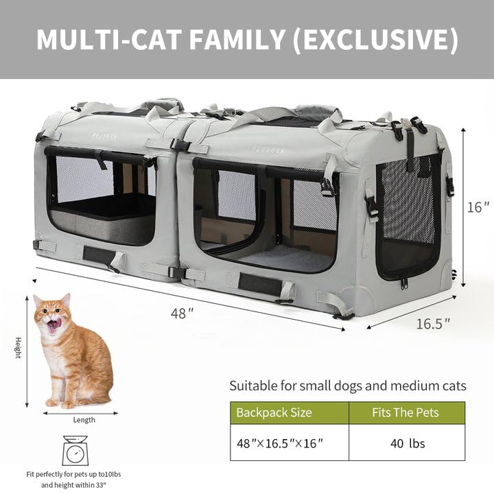 Petseek transport chat avec ouverture supérieure pour accès rapide