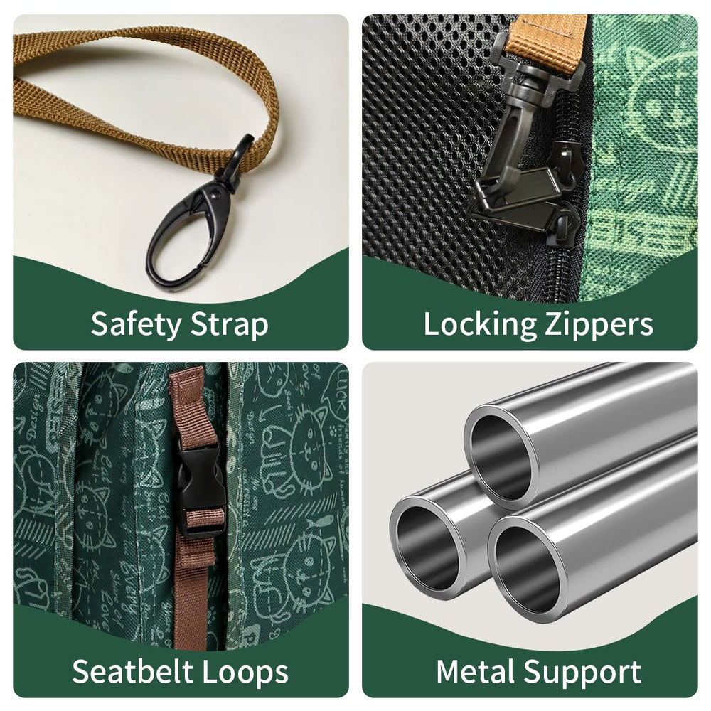 Petseek sac chat extra-large, vue arrière, cadre intérieur pour la stabilité.