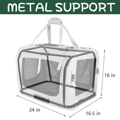 Petseek sac chat extra-large, vue côté gauche, ventilation efficace pour le confort.