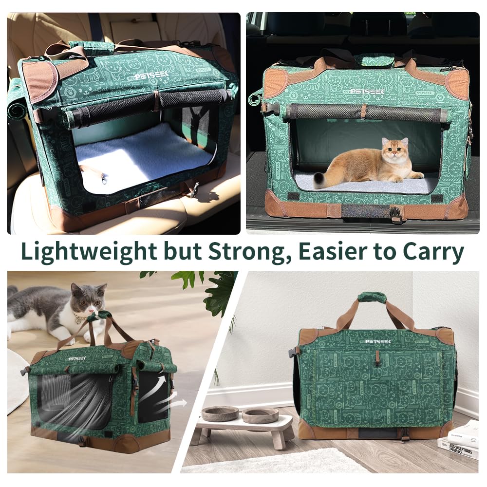 Petseek sac chat extra-large, structure pliante facilitant le rangement.