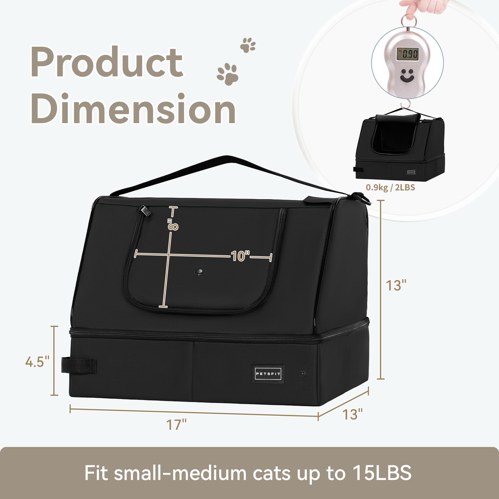 Petsfit boîte-litière portable pliée, rangement facile après trajet.