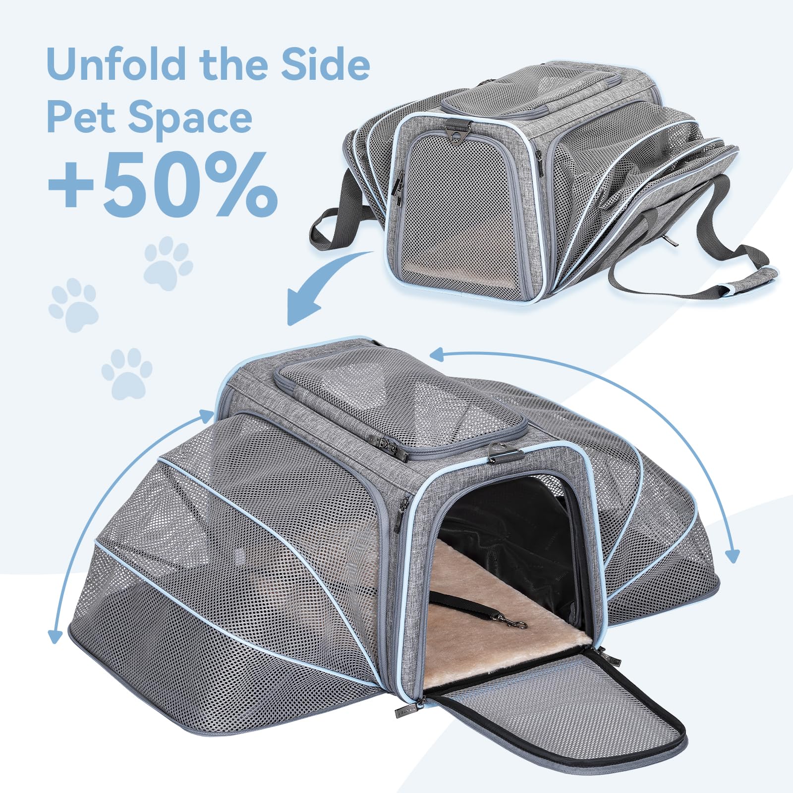 Petsfit fenêtres ventilées en mesh assurant une bonne aération.