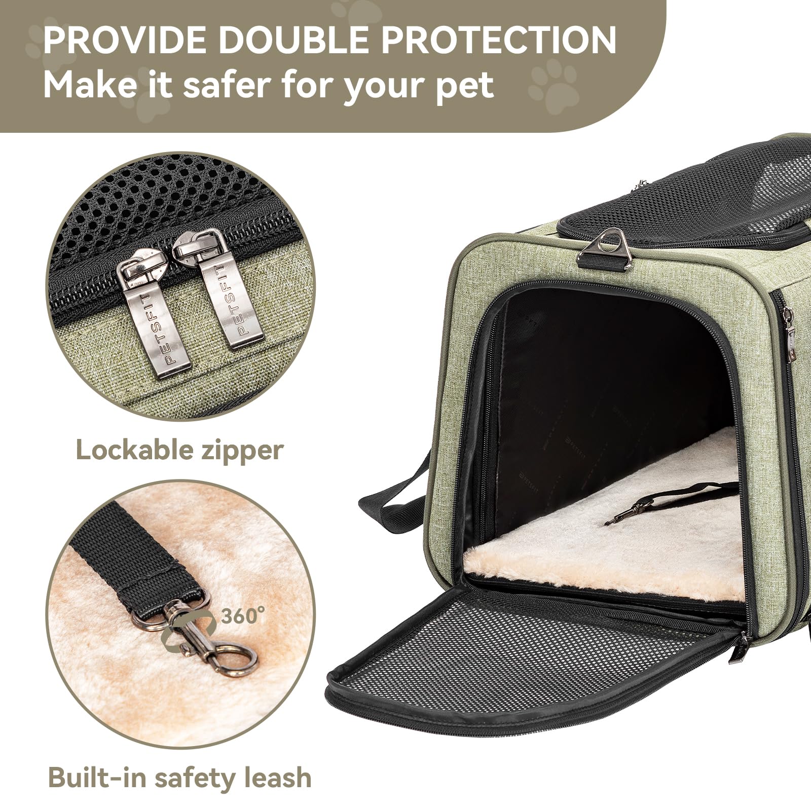 Maille de ventilation Petsfit, respirabilité et sécurité durant le trajet.