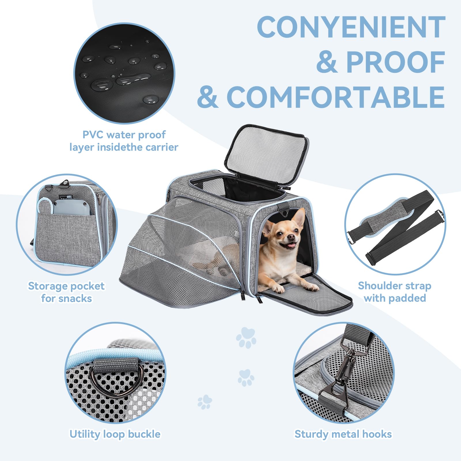 Petsfit pliable plat et rangement: se replie facilement sous le siège.