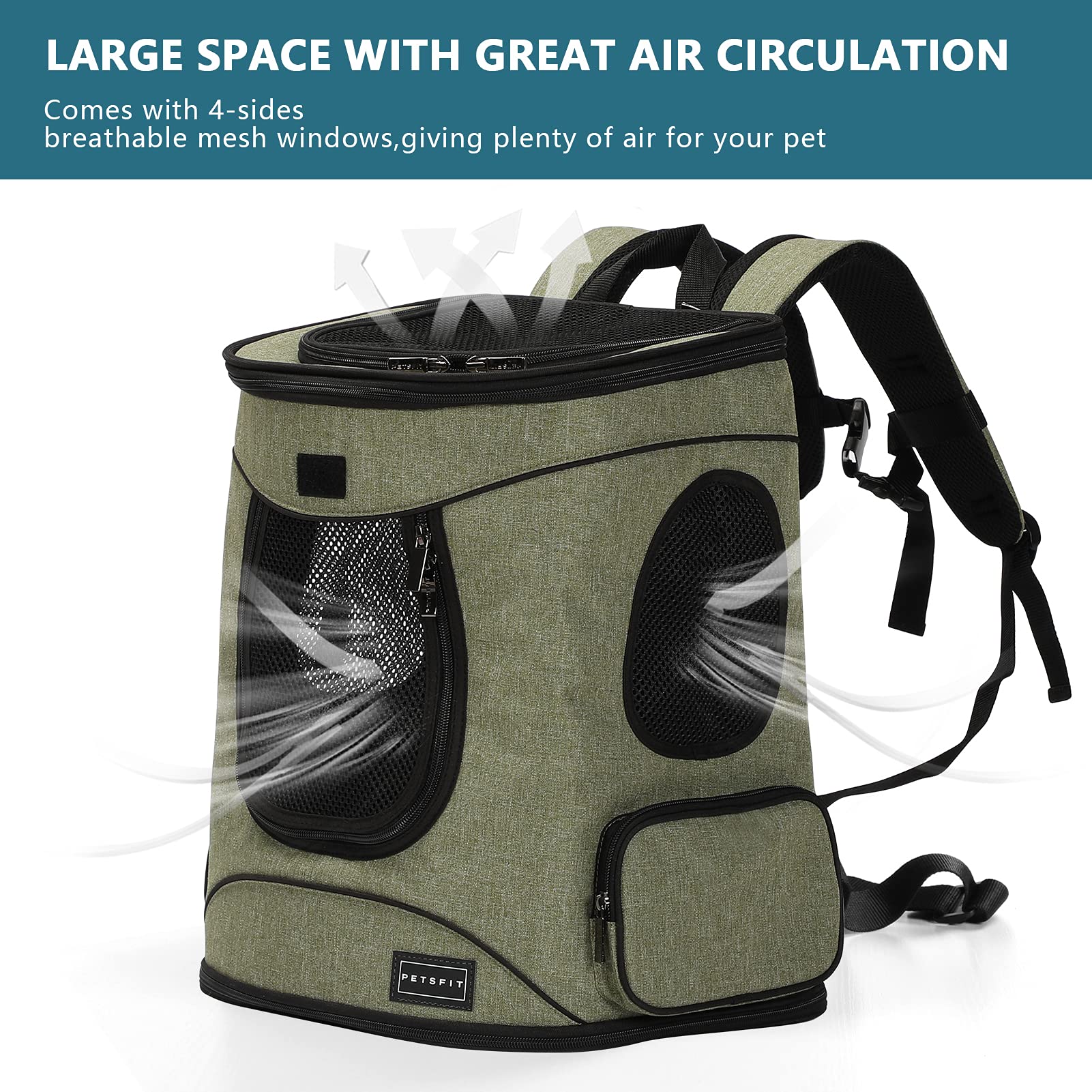 Petsfit poches externes pratiques pour ranger nourriture et accessoires.