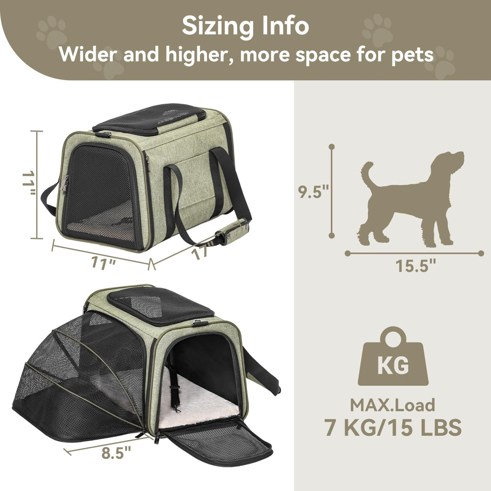 Petsfit transporteur agrandi, espace élargi pour le repos de l’animal pendant le trajet.
