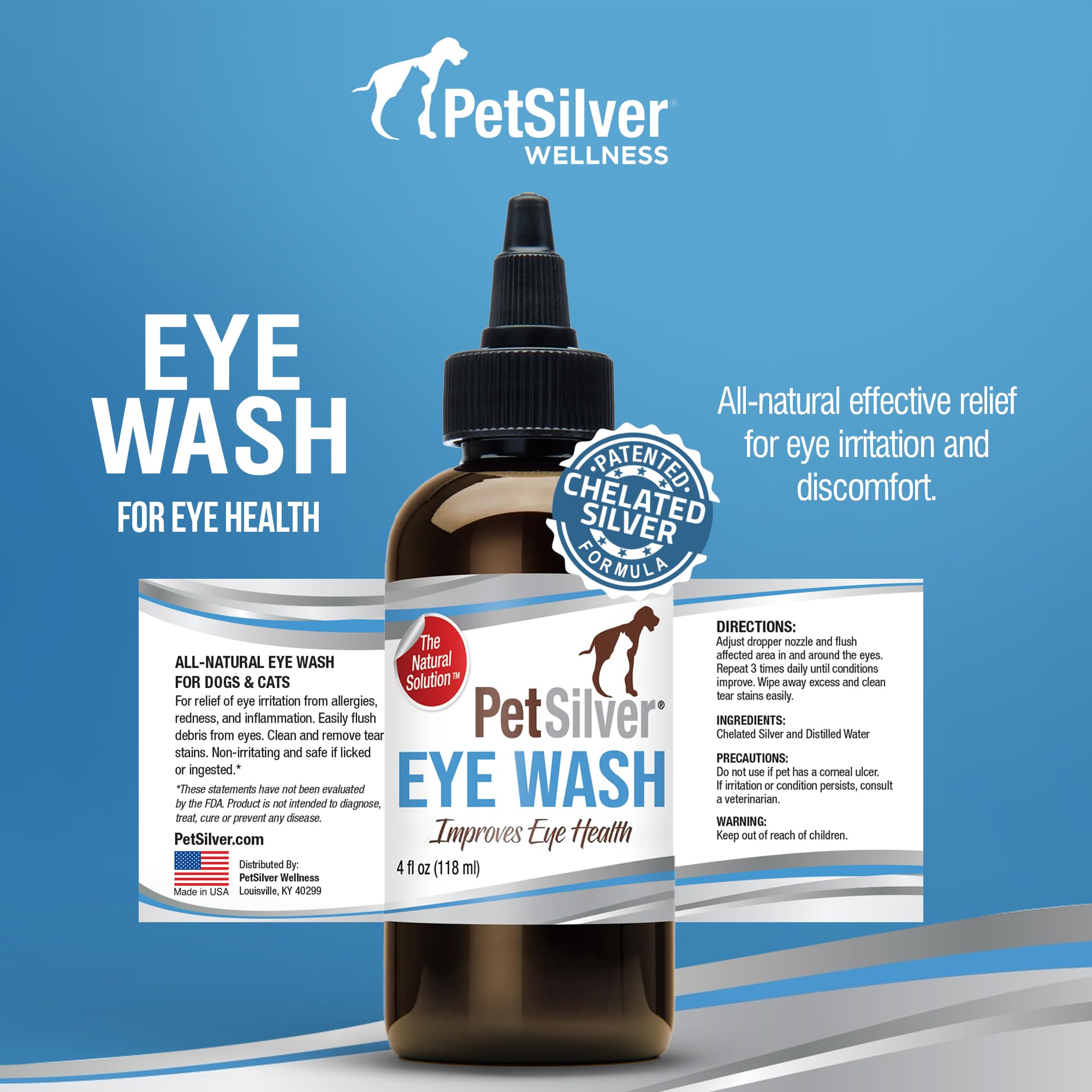 PetSilver fabriqué aux Etats-Unis, qualité et traçabilité garanties.