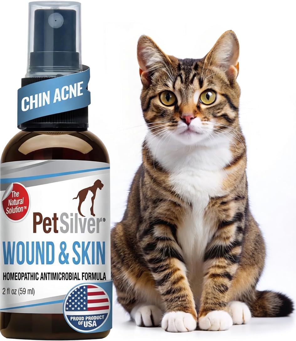 PetSilver Wound & Skin Spray – bouteille prête pour les zones sensibles du chat.