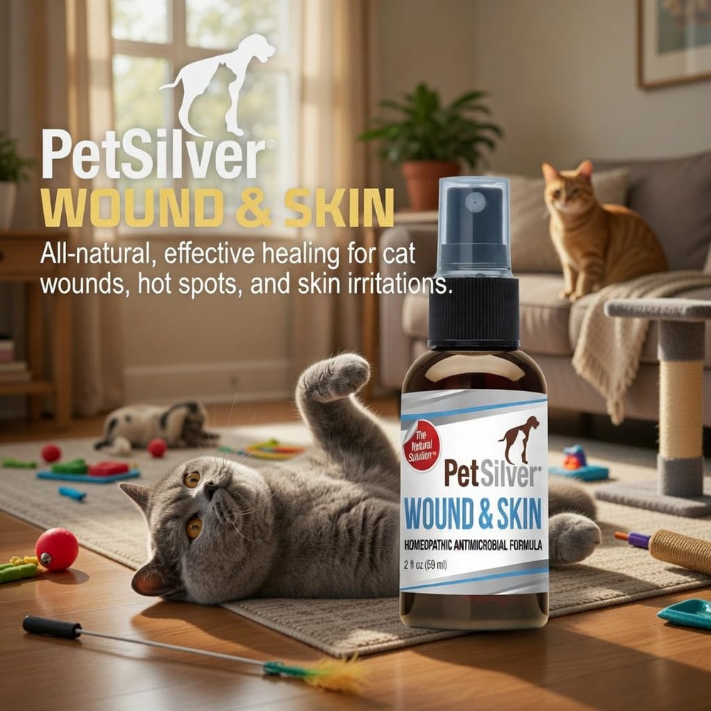 PetSilver Wound & Skin Spray – composition naturelle à base d’eau et d’argent.