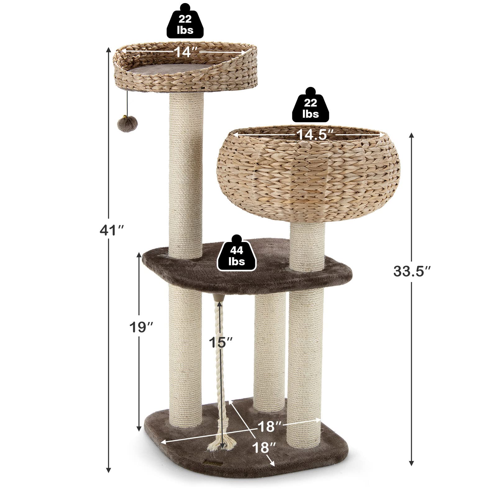 PETSITE châssis MDF solide supportant deux chats et activités