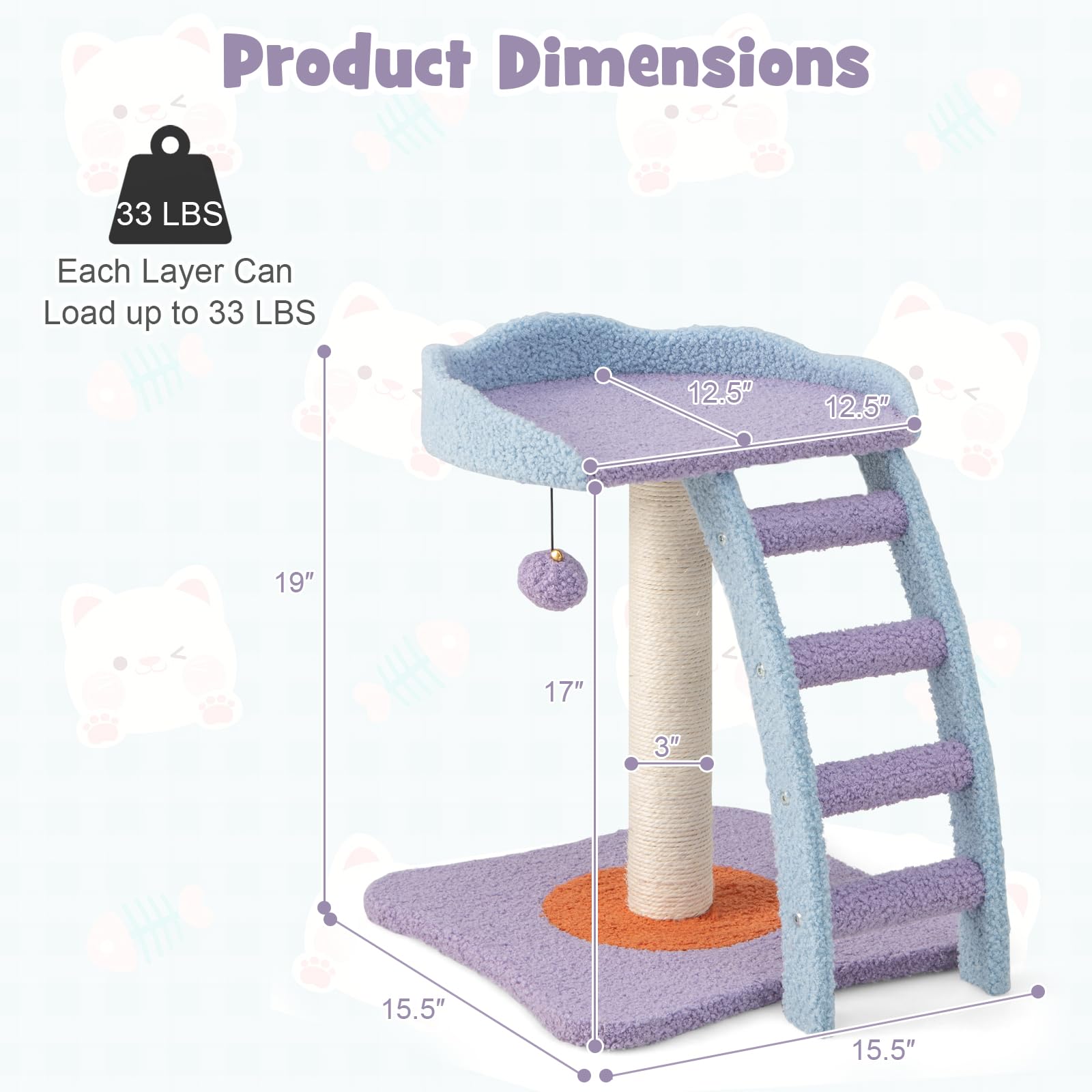 PETSITE arbre-chat mohair pelucheux pour câlins chauds et confort.