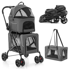 PETSITE Poussette Double pour chiens et chats – avant, balades simples et sécurisées
