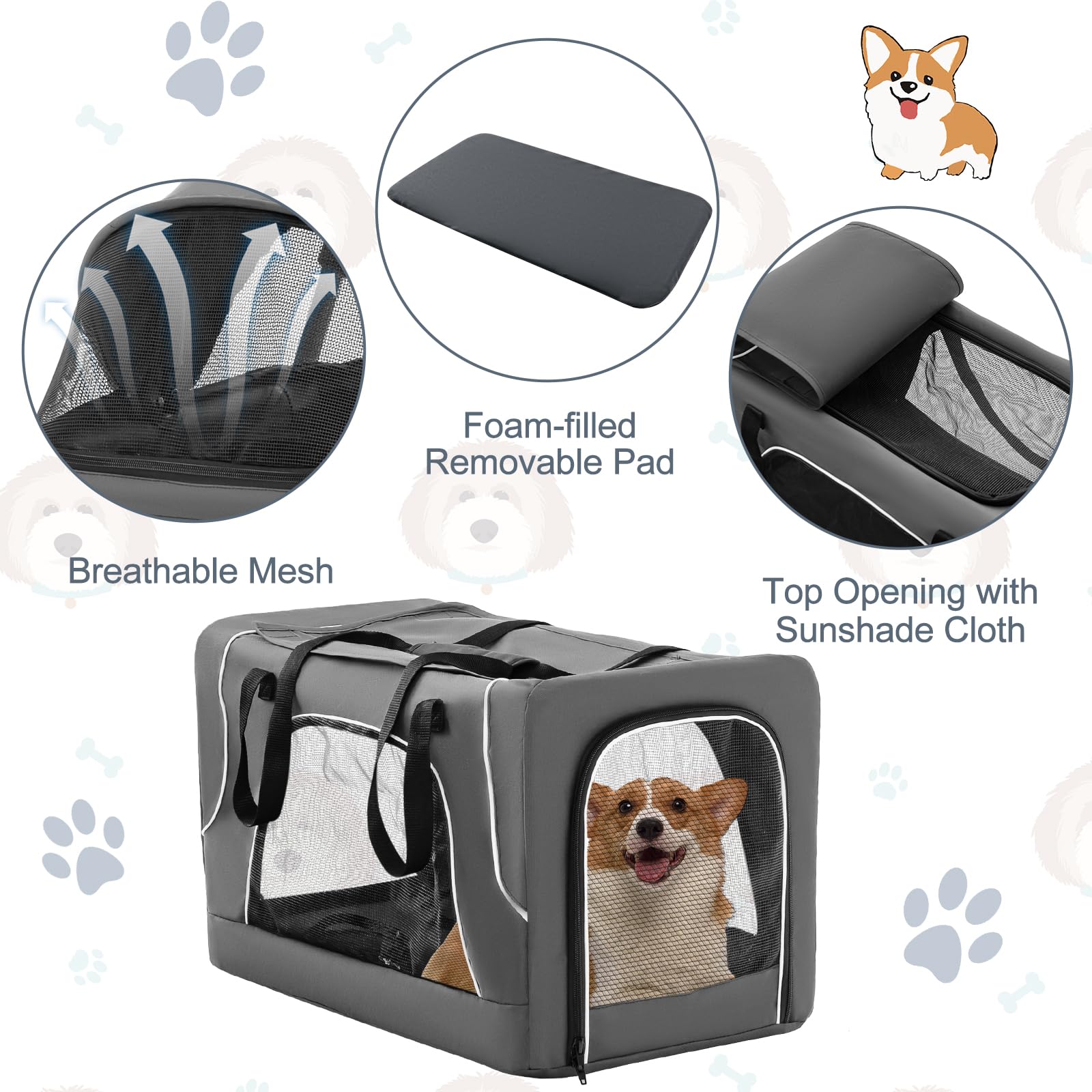 PETSITE Poussette Double – poignée rembourrée pour prise en main confortable