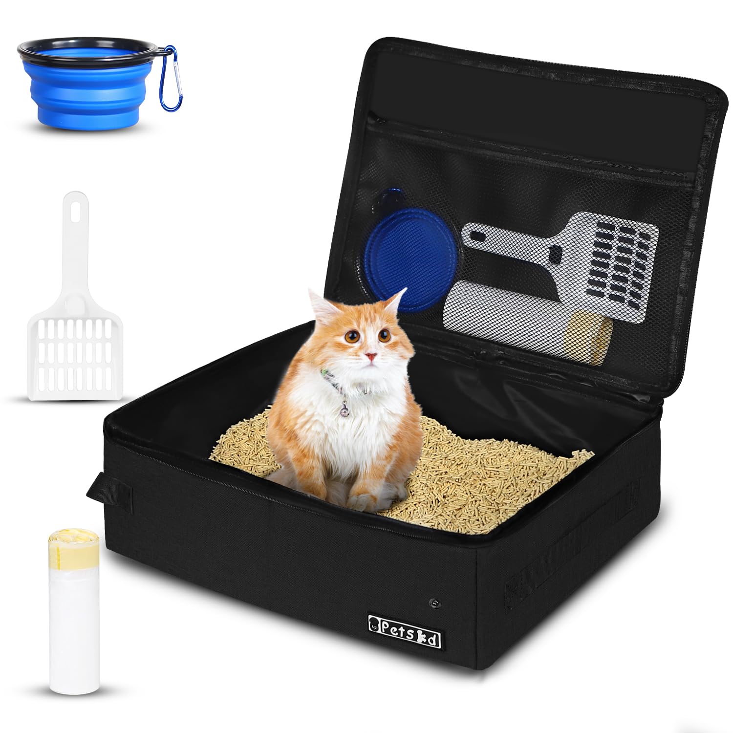 Petskd boîte-litiere voyage avec couvercle, pratique pour voyager avec votre chat.