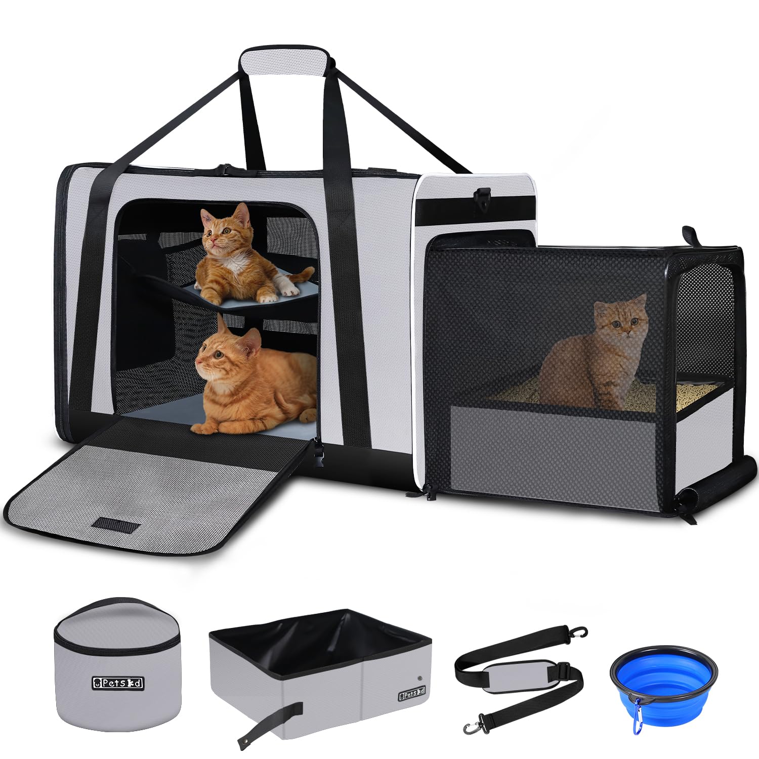 Petskd caisse de transport chat extensible offrant espace supplémentaire lors du voyage