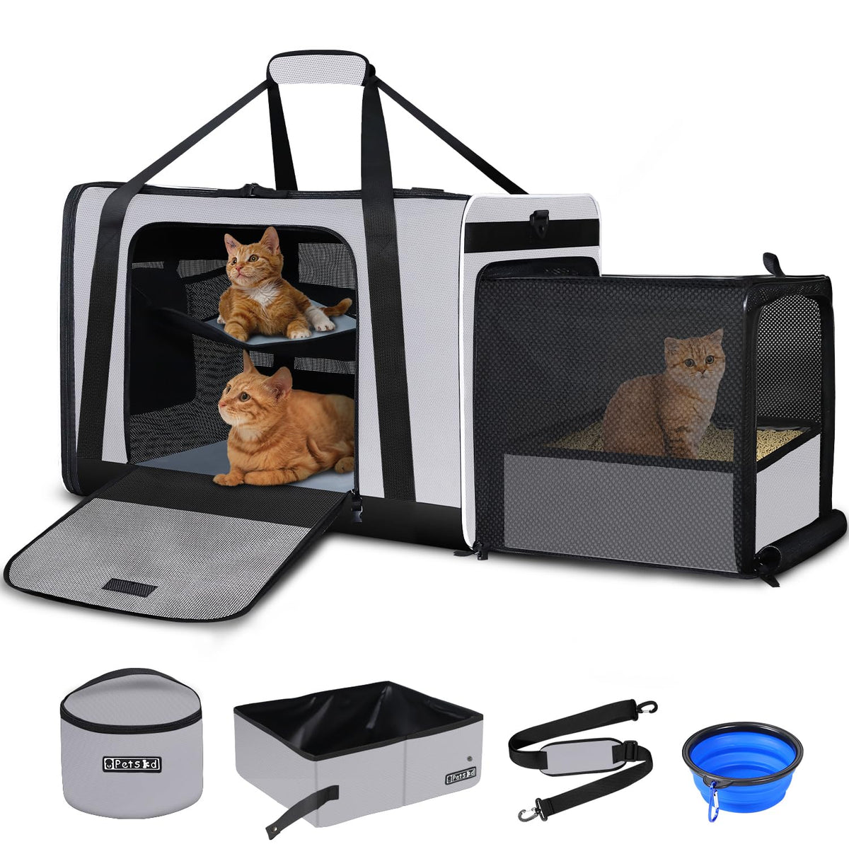 Petskd caisse de transport chat extensible offrant espace supplémentaire lors du voyage