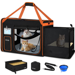 Petskd carrier chat extendable cote : espace rallongé pratique pour trajets en voiture.