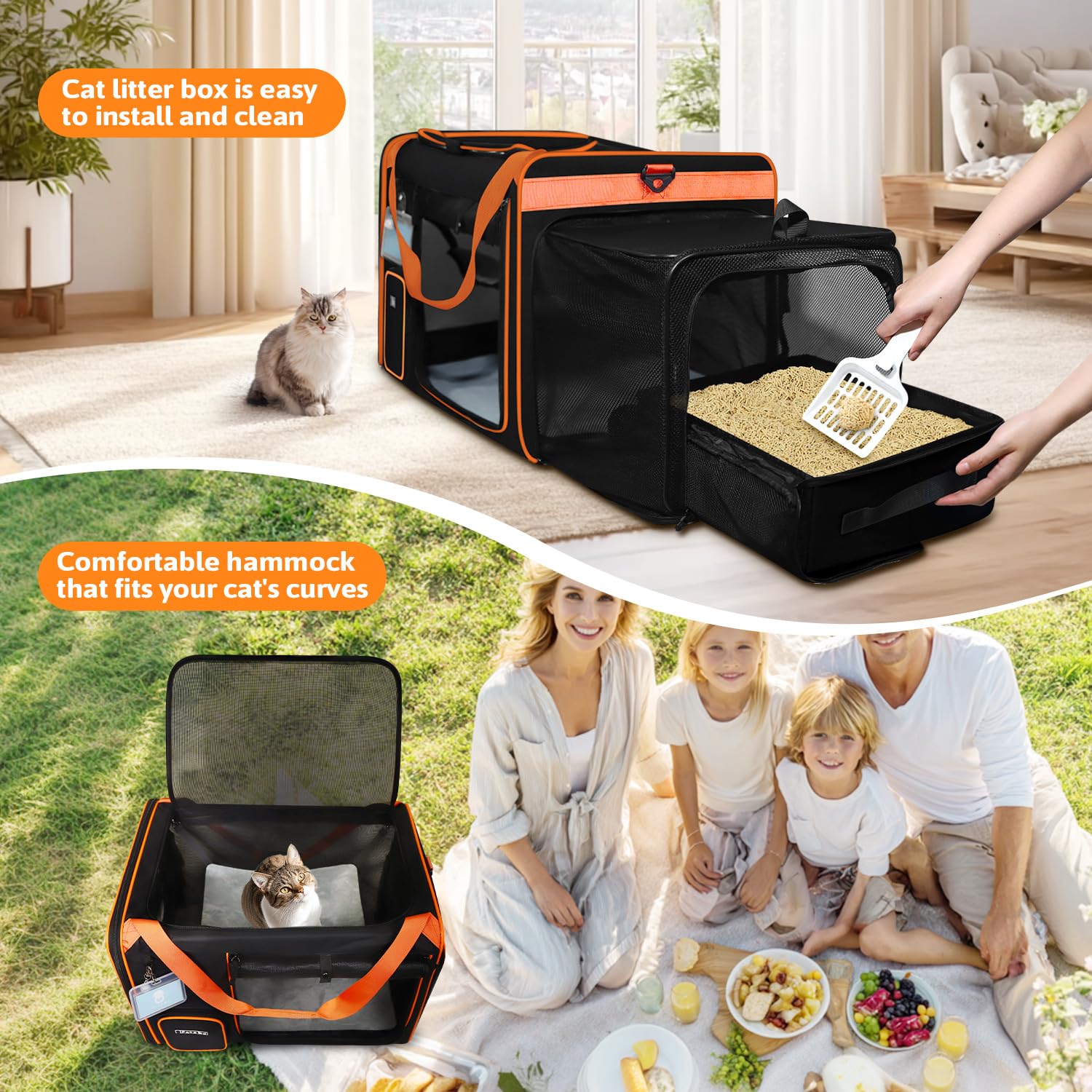 Petskd carrier matelas-interieur-amovible : fond amovible et facile à nettoyer.