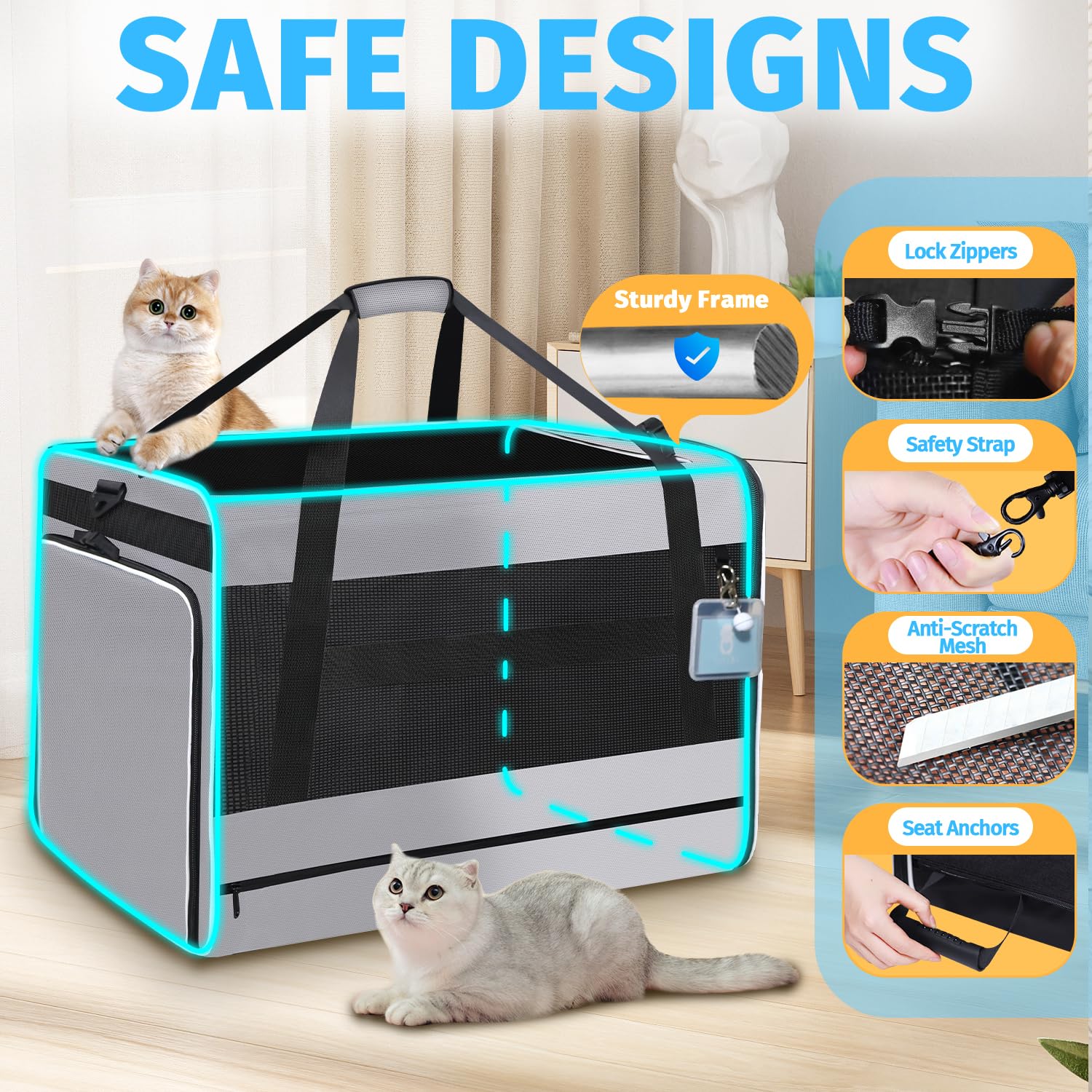 Petskd double poignée pour transport confortable et sécurisé