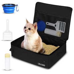 Petskd Litière portable pour chat avec couvercle, pratique en voyage.
