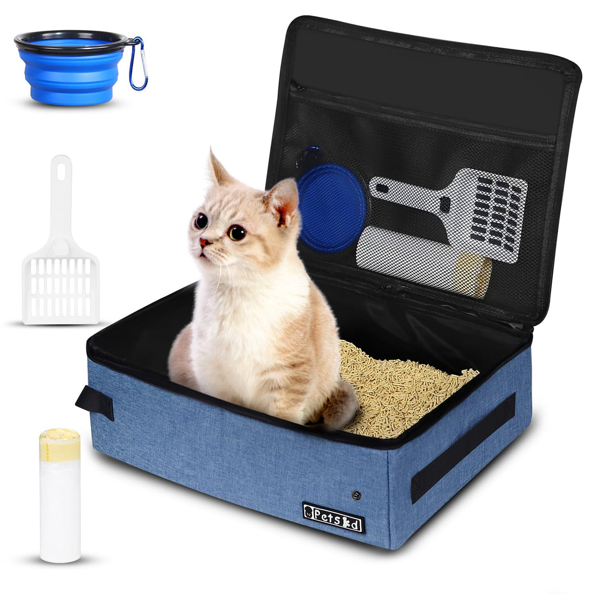 Petskd litière portable pour chat avec couvercle, pratique en voyage