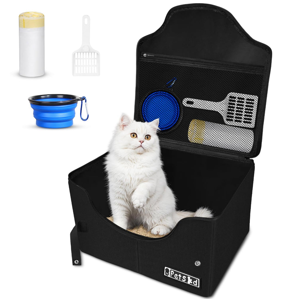 Petskd litière voyage pour chat avec couvercle, pratique et propre en déplacement.