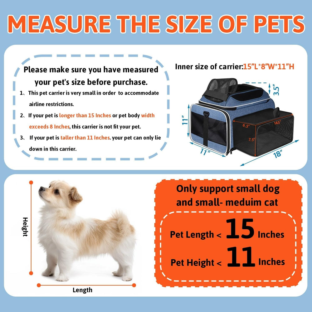 Petskd porte-animaux pliable bleu côté droit, fermeture sécurisée anti-ouverture.