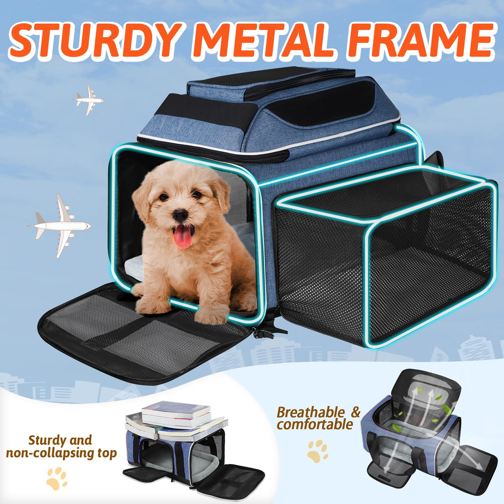 Petskd porte-animaux pliable bleu maillage durable, résiste aux griffes et protège l'animal.