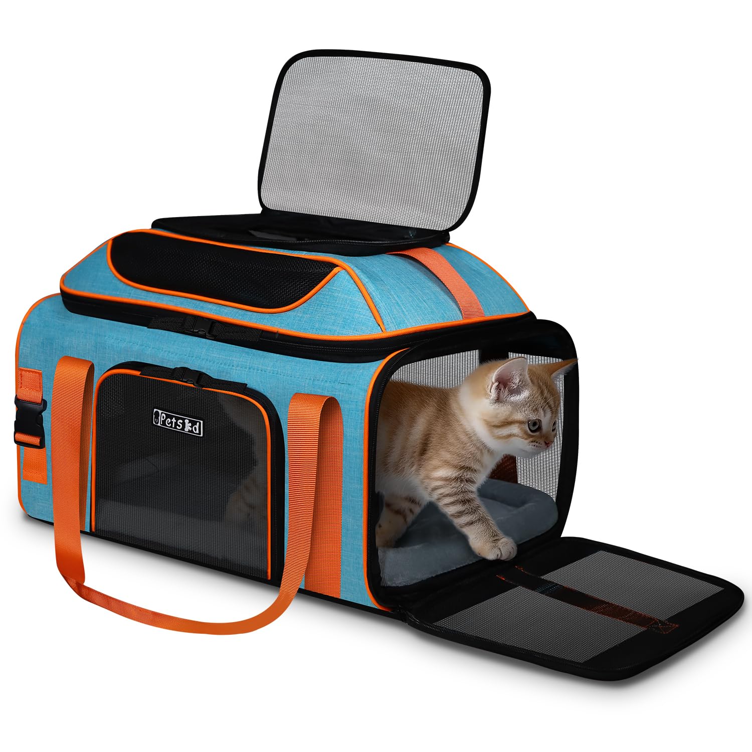 Petskd porte-chat-chien sous-siege bleu, pratique pour voyager avec petit animal.