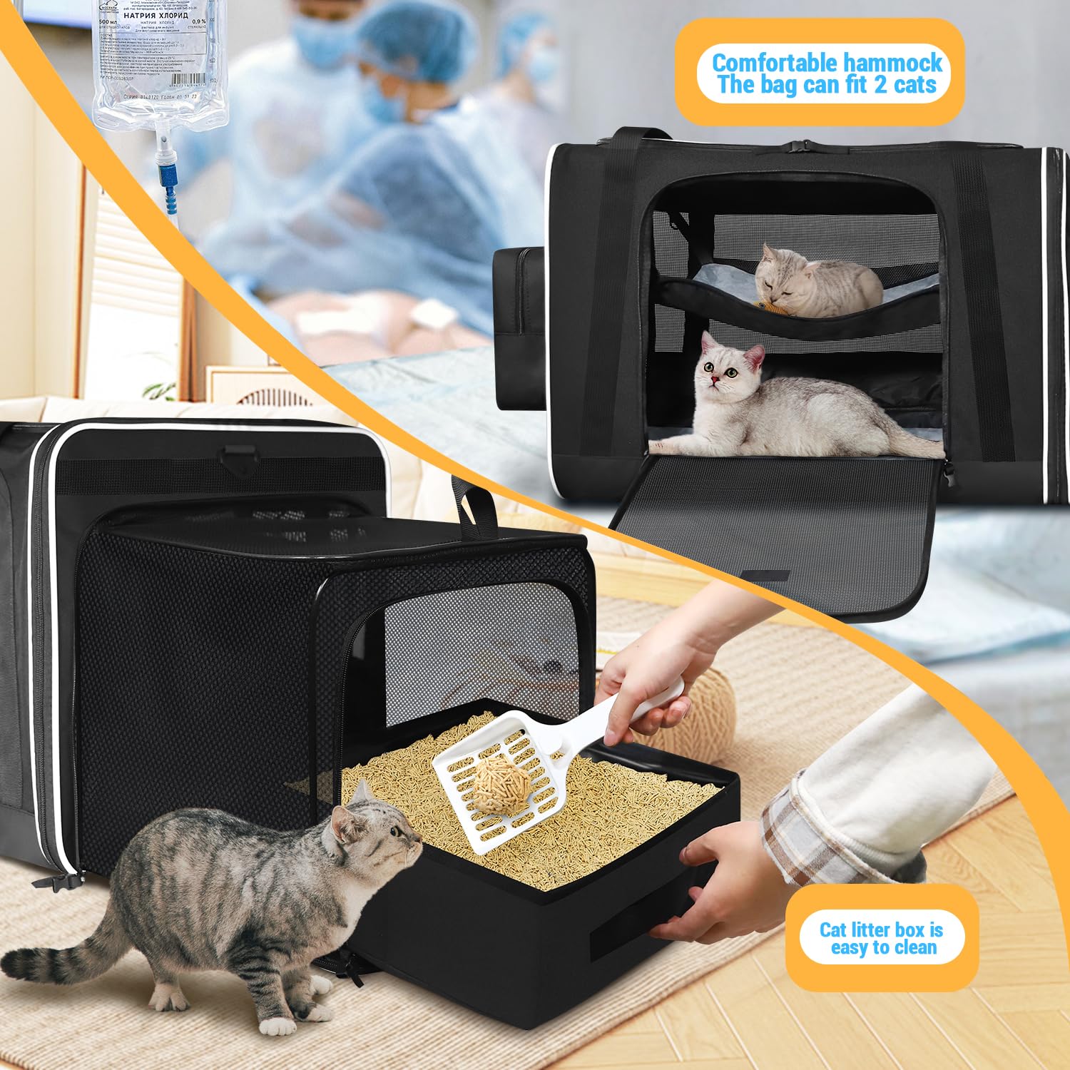 Petskd porte-chat XL liner imperméable amovible facilite le nettoyage.